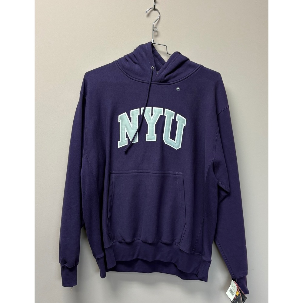 MV Sport Pro-Weave NYU Hoodie Purple Embroidered Sweatshirt XL 488-009